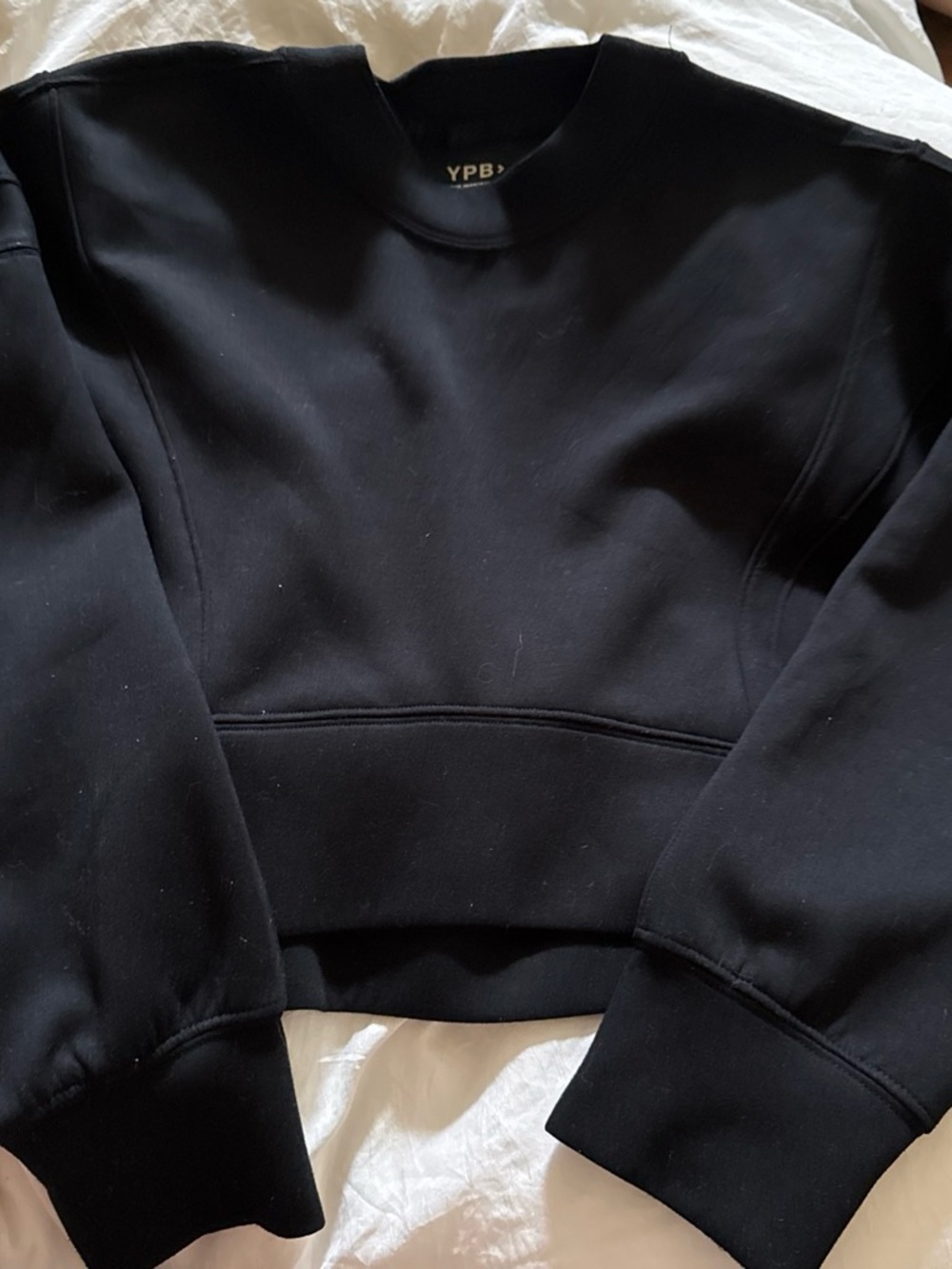 Women's Black Cropped Crewneck sweatshirt by YPB